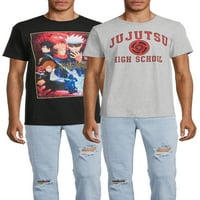 Jujutsu Kaisen anime férfi és nagy férfi rövid ujjú grafikus pólók, 2-csomag, S-3XL méretű