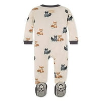 Burt ' s Bees Baby Baby Boy alvó pizsama, cipzáras Csúszásmentes lábú PJs, organikus pamut