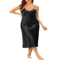 Egyedi árajánlatok Női szatén pizsama hálóing Sleepwear Spagetti Strap Lounge Nightgown