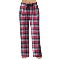 iOPQO nadrág női női tavaszi divat alkalmi kockás Csipke pamut Viselhető kívül pizsama otthoni nadrág Piros M