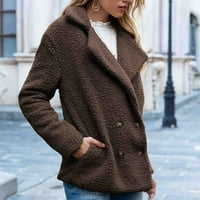 Női kabátok és dzsekik Clearance Női meleg kabát téli szilárd viszont kabát le gallér Lambshoo felsőruházat