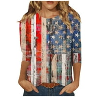 Molett póló női Clearance amerikai USA zászló nyomtatott Női felsők Tavasz Nyár BIZIZA ujjú elegáns ingek a nők hosszú
