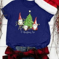 Penkiiy Női karácsonyi Divat Rövid ujjú póló alkalmi blúz nyomtatási felsők Plusz méretű pólók l Kék eladó