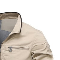 Férfi Új divat kabátok Túlméretezett Fit Zip Up Egyszínű Hosszú ujjú állvány gallér kabát alkalmi meleg szélálló motorkerékpár