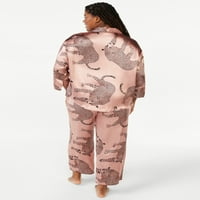 Joyspun női szatén pizsama alváskészlet, 2 darab, S méret S-3X
