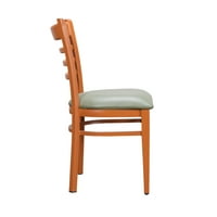 Linon Belmar fém étkezőoldali székek, 2 -es készlet, sötét méz és halvány olajbogyó bőr bőr