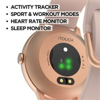 Itouch Sport Smart Watch & Fitness Tracker, nők és férfiak számára ,, Rosegold tok, fekete heveder