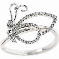 Arista Carat T.W. Kerek fehér gyémánt női pillangó gyűrű 14K fehérarany