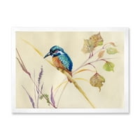 Designart 'Common Kingfisher Bird On Branch' hagyományos keretes művészeti nyomtatás