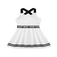 Lányok Criss Cross vállpántok A-vonalú atlétikai ruha edzés gyakorlat sportruházat fehér 14