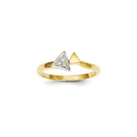 14k sárga arany valódi gyémánt háromszög gyűrű