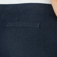 Elegáns női Klasszikus Kollekció Easy-Fit elasztikus derék Pull-On Capri nadrág