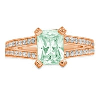 2.45 ct smaragd vágott zöld szimulált gyémánt 18K rózsaszín rózsa arany gravírozás nyilatkozat menyasszonyi évforduló