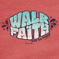 Áldott lány póló a nők számára „Walk by Hit by látás” nyomtatva, 2xl piros Heather