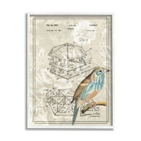 Stupell Industries Vintage Bird House szabadalmi tervezés Keleti Bluebird, 20, Design: Daphne Polselli