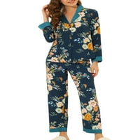 Egyedi alku a nők pizsamáj virággombja lefelé selyem társalgó alvási ruházatkészletek