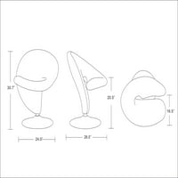 Manhattan Comfort Curl krém és polírozott króm Gyapjú keverék forgatható akcentussal szék