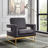Noah Grey Velvet Accent Chair-Szín: Szürke Bársony, Stílus: Kortárs