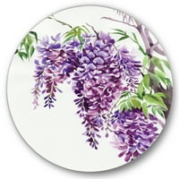 Designart 'wisteria lila ágak' hagyományos körfém fali művészet - 29 -es lemez