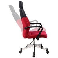 Mera magas hátú ergonómiai vászon szövet irodai szék fejtámlával, piros és fekete