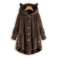 Viikei téli kabátok Női Női kabátok Molett Női kabátok Clearance Egyszínű Gyapjú szabálytalan Hosszú ujjú gomb zseb