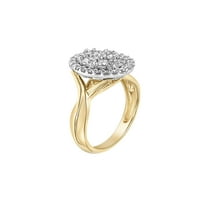 Emléktárgy 1 2ctw gyémánt 10kt kéttónusú sárga és fehér arany ovális Halo Twist eljegyzési gyűrű