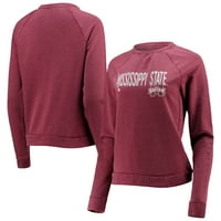 Női Heathered Maroon Mississippi State Bulldogs tudós Raglan pulóver pulóver