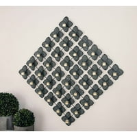Decmode eklektikus négyzet alakú vas virágos ablaktábla fogadalmi Gyertyatartók, Fekete