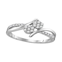 Ékszerek 14kt fehér arany női kerek gyémánt dupla klaszter menyasszonyi esküvői eljegyzési gyűrű Cttw