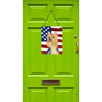 Carolines Treasures SS4250DS USA amerikai zászló selymes Terrier fal vagy ajtó függő nyomatok, 12x16, Többszínű