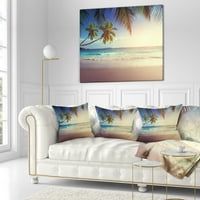 Designart tipikus naplemente a Seychelles Beach -en - Seascape Dobás Párna - 18x18