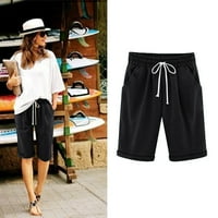 női nadrág női nyári Pamut vászon nadrág plusz méretű magas derékú rövidnadrág Fűzés Beach Workout Pocket Lounge ötpontos
