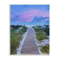 Stupell Industries Cool Beach Sunset rózsaszín ég fa deszka út, 15, Jack Reed tervezése