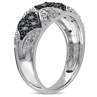 Carat T.W. Kék és fehér gyémánt sterling ezüst évforduló gyűrű