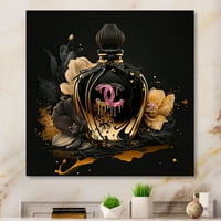 Designart Chic fekete és arany parfümös palack II vászon fali művészet