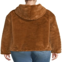 Szerencsés márka női Molett méretű Fau szőrme kapucnis kabát