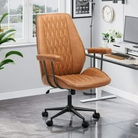 Barna otthoni irodai szék kivehető kartámasszal, ergonomikus bőr számítógépes íróasztal szék középső hátsó forgatható