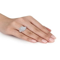 Karátos T. W. gyémánt 14K fehér arany Quad eljegyzési gyűrű