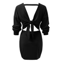 Női Hosszú Batwing Hüvely Wrap V Nyakú Kötött Backless Bodycon Pulóver Pulóver Ruha Övvel