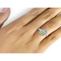 1. Karát zöld ametiszt drágakő és akcentus fehér gyémánt gyűrű