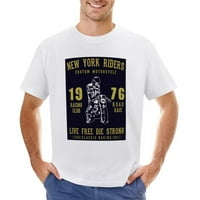 NEW YORK RIDER LIVE FREE die erős férfi póló pamut alkalmi rövid ujjú felsők ajándék póló fehér 3XL