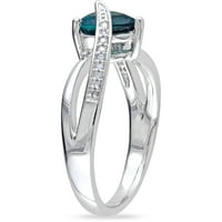 Carat T.G.W. Létrehozott smaragd és gyémánt-akcentus sterling ezüst kereszt-átmenő szívgyűrű
