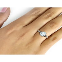 JewelersClub Aquamarine Ring Birthstone ékszerek - 1. Karát -akvamarin 0. Ezüst gyűrűs ékszerek fekete -fehér gyémánt