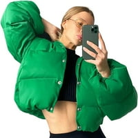 Női Rövid Steppelt kabát könnyű meleg divatos túlméretes Puffer le kabát téli FallJacket zseb