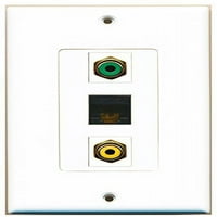 RiteAV-Port RCA sárga és Port RCA zöld és Port Cat Ethernet Fekete dekoratív fali lemez dekoratív