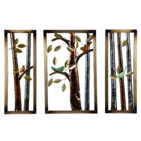 DecMode több színű fém Madárfal dekoráció fa ágakkal