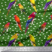 Soimoi Zöld Műselyem szövet Ara papagáj madár nyomtatási szövet által Udvar széles