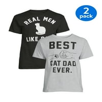 Apák napi és nagy férfi macska apa rövid ujjú grafikus pólók, csomag, vicces macska ing