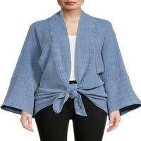 Idő és a Tru női kék nyakkendő elülső kimono-s m