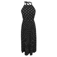 outfmvch fekete ruhák nőknek nyomtatás kötőfék pöttyös nyomtatás ujjatlan rakott ruha backless zipper holiday dress